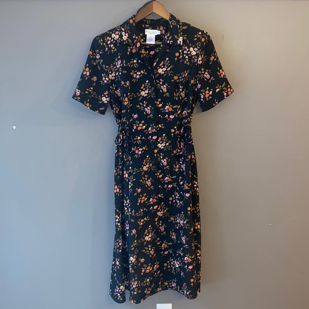 Floral Black Midi Dress